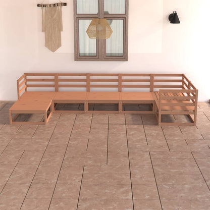 Set Salotto da Giardino 7pz Marrone Ambra Legno Massello Pino