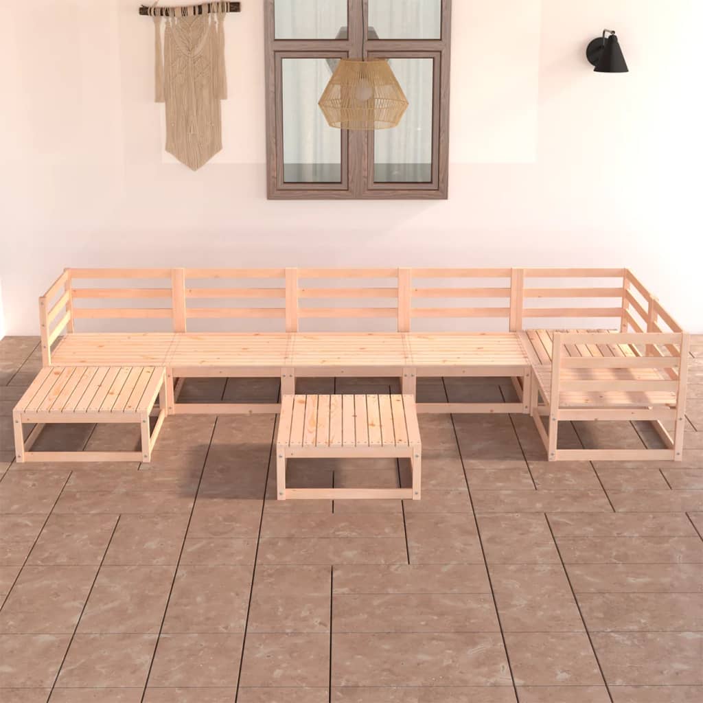 Set Divani da Giardino 8 pz in Legno Massello di Pino