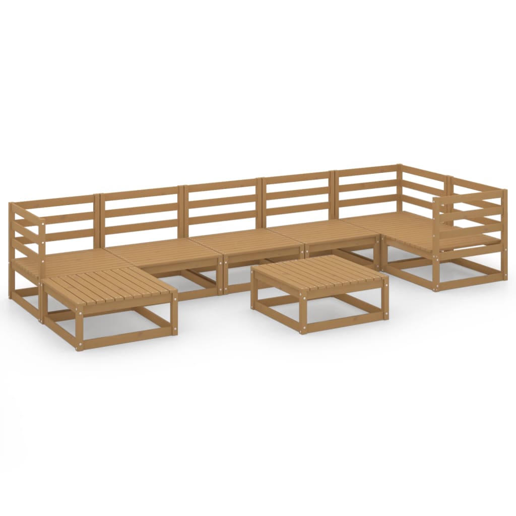 Set Salotto da Giardino 8pz Marrone Ambra Legno Massello Pino