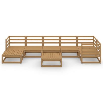 Set Salotto da Giardino 8pz Marrone Ambra Legno Massello Pino