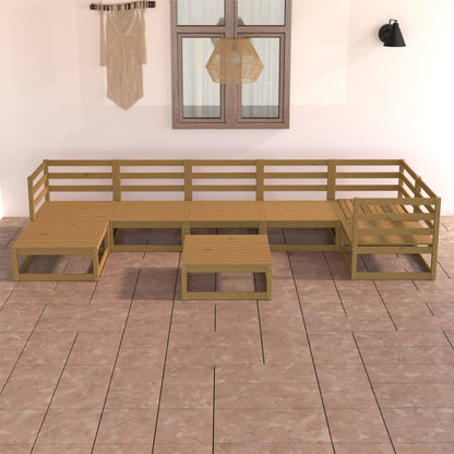 Set Salotto da Giardino 8pz Marrone Ambra Legno Massello Pino