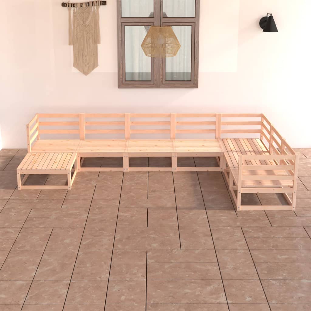 Set Divani da Giardino 7 pz in Legno Massello di Pino