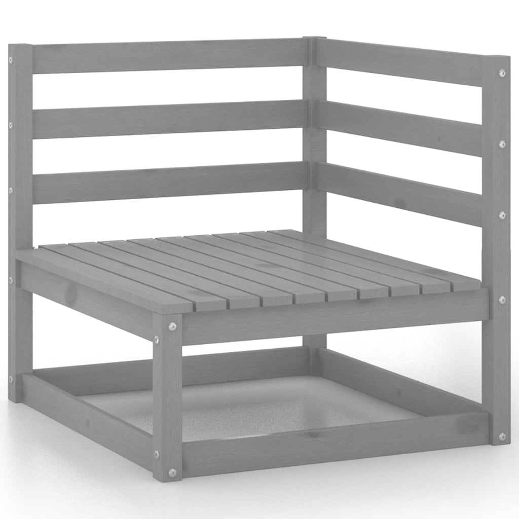 Set Divani da Giardino 7 pz Grigi in Legno Massello di Pino