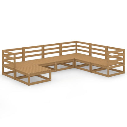 Set Salotto da Giardino 7pz Marrone Ambra Legno Massello Pino