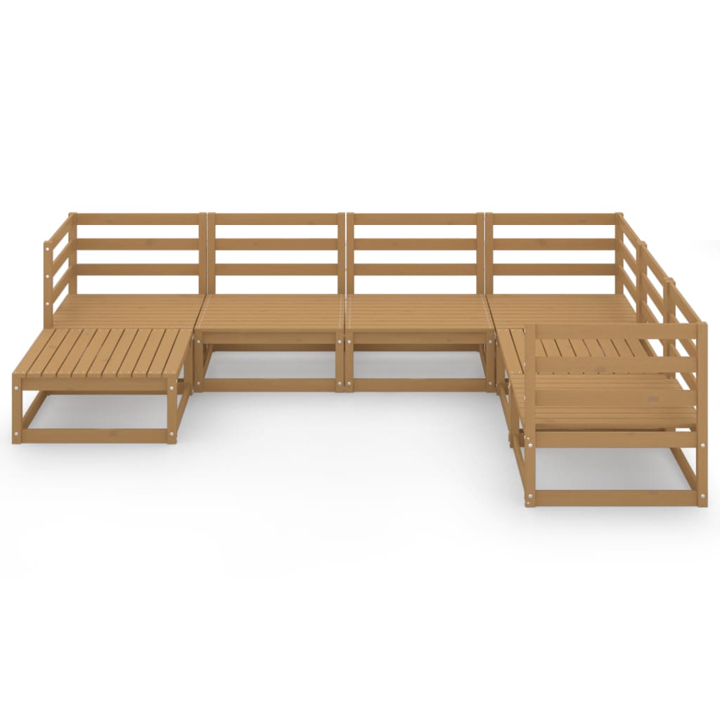 Set Salotto da Giardino 7pz Marrone Ambra Legno Massello Pino
