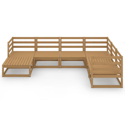 Set Salotto da Giardino 7pz Marrone Ambra Legno Massello Pino