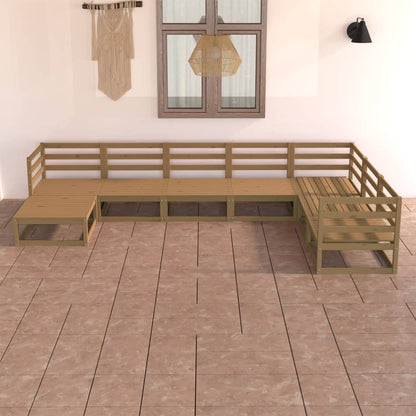 Set Salotto da Giardino 7pz Marrone Ambra Legno Massello Pino