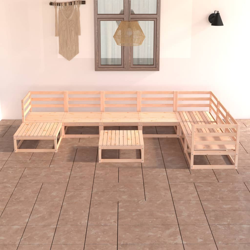 Set Divani da Giardino 8 pz in Legno Massello di Pino
