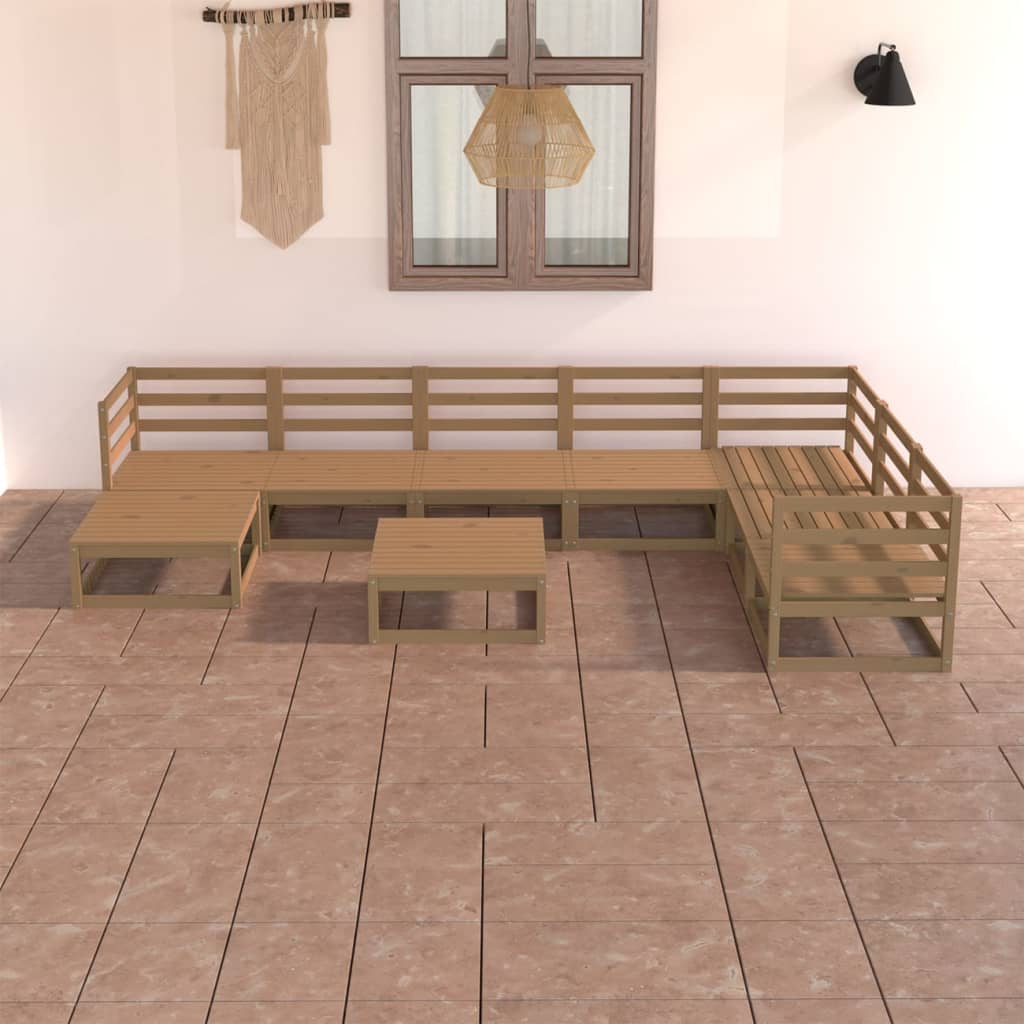 Set Salotto da Giardino 8pz Marrone Ambra Legno Massello Pino