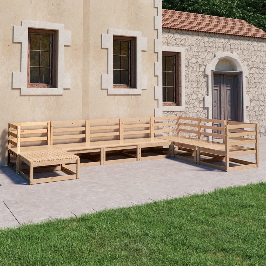 Set Divani da Giardino 8 pz in Legno Massello di Pino