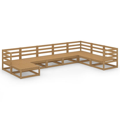Set Salotto da Giardino 8pz Marrone Ambra Legno Massello Pino