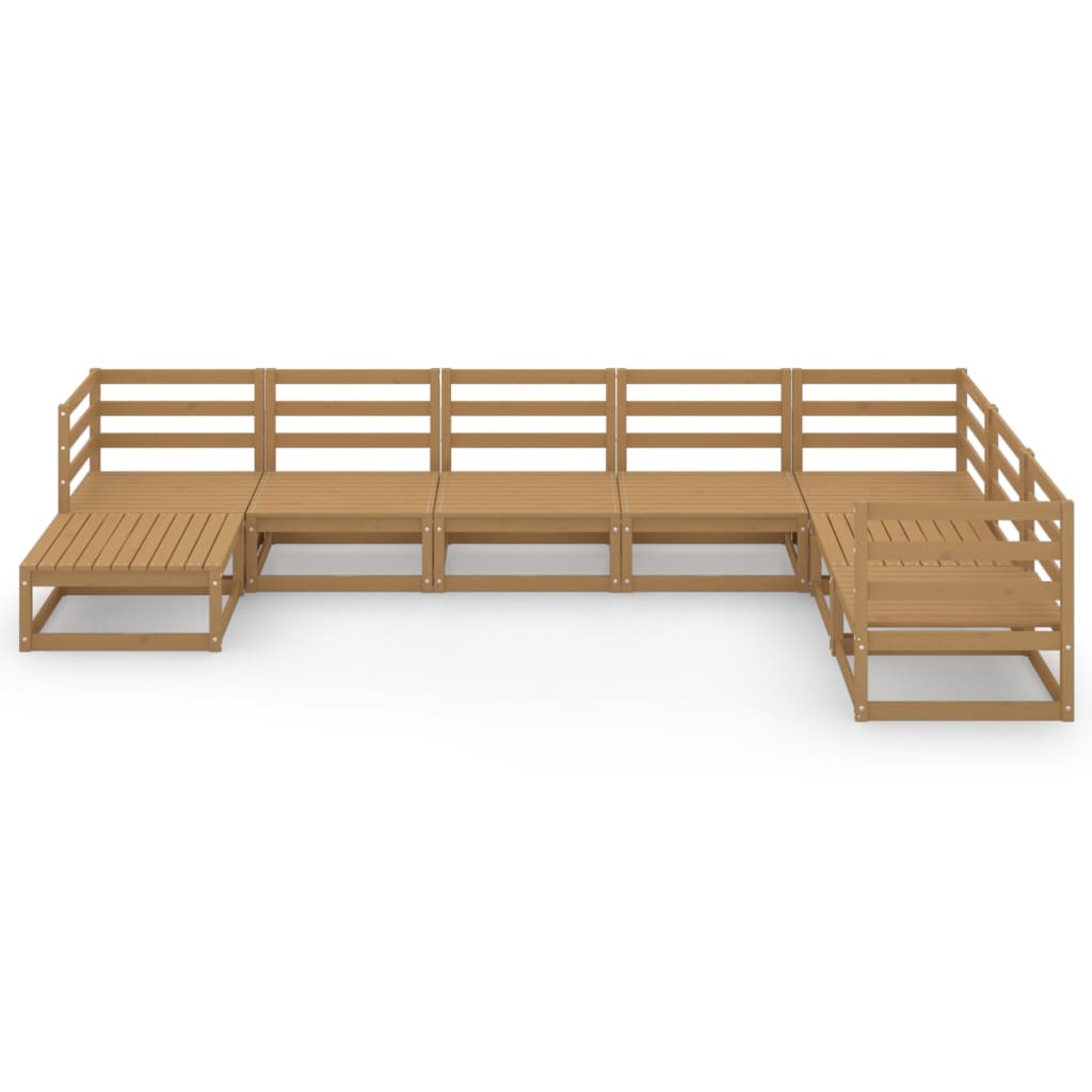 Set Salotto da Giardino 8pz Marrone Ambra Legno Massello Pino