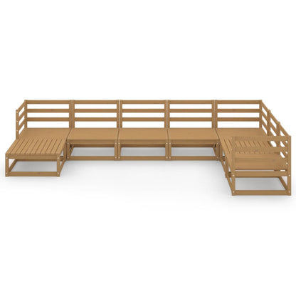 Set Salotto da Giardino 8pz Marrone Ambra Legno Massello Pino