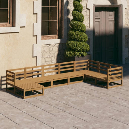 Set Salotto da Giardino 8pz Marrone Ambra Legno Massello Pino