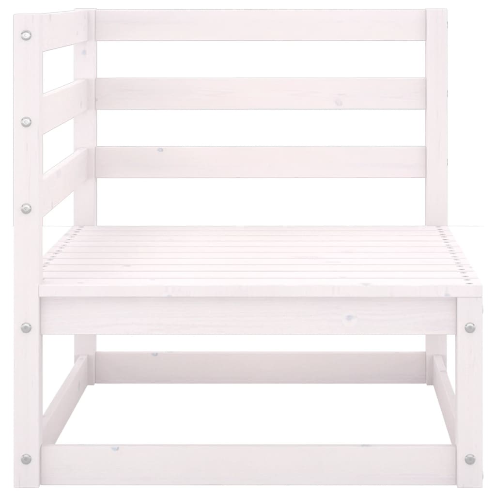 Set Divani da Giardino 9 pz Bianchi in Legno Massello di Pino