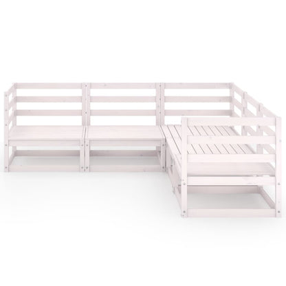 Set Divani da Giardino 5 pz Bianchi in Legno Massello di Pino