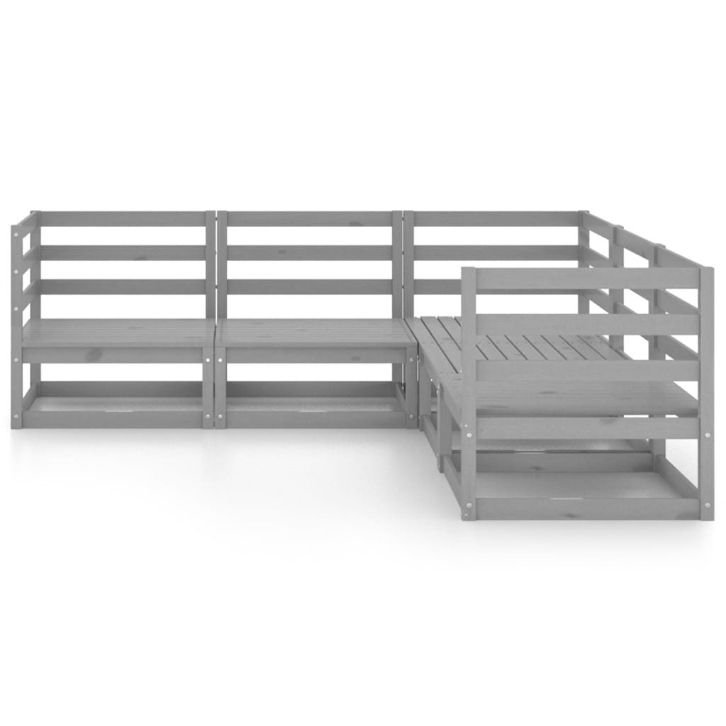 Set Divani da Giardino 5 pz Grigi in Legno Massello di Pino
