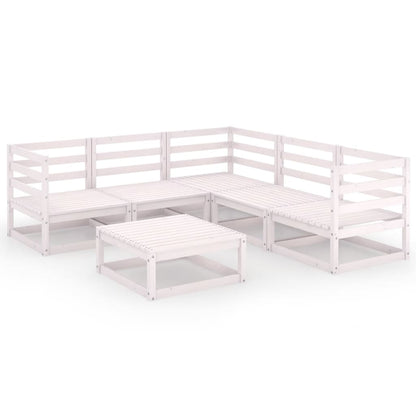 Set Divani da Giardino 6 pz Bianchi in Legno Massello di Pino