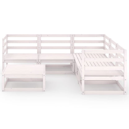 Set Divani da Giardino 6 pz Bianchi in Legno Massello di Pino