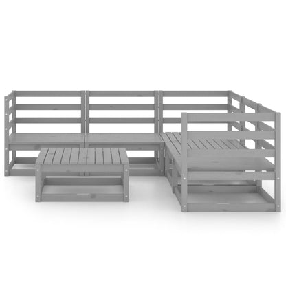 Set Divani da Giardino 6 pz Grigi in Legno Massello di Pino