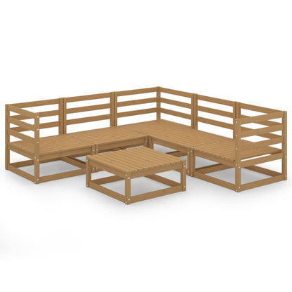 Set Salotto da Giardino 6pz Marrone Ambra Legno Massello Pino