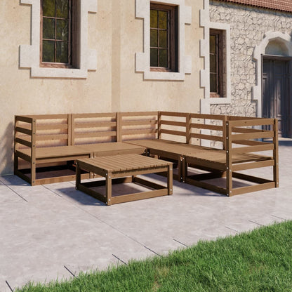 Set Salotto da Giardino 6pz Marrone Ambra Legno Massello Pino