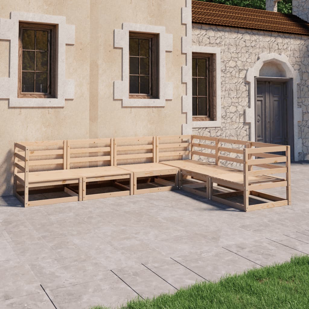 Set Divani da Giardino 6 pz in Legno Massello di Pino