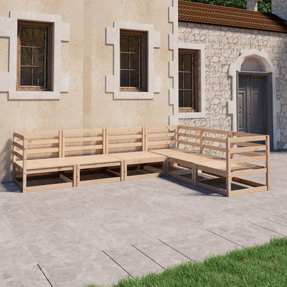 Set Divani da Giardino 6 pz in Legno Massello di Pino