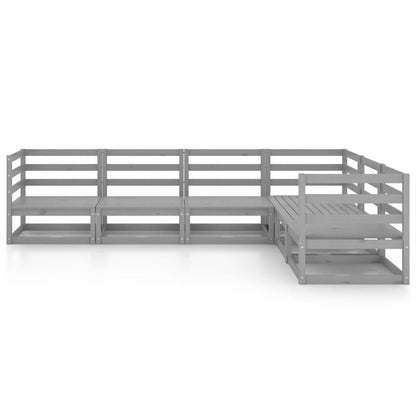 Set Divani da Giardino 6 pz Grigi in Legno Massello di Pino