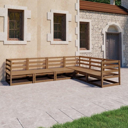 Set Salotto da Giardino 6pz Marrone Ambra Legno Massello Pino