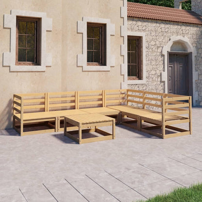 Set Divani da Giardino 7 pz in Legno Massello di Pino