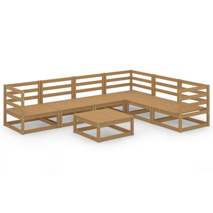 Set Salotto da Giardino 7pz Marrone Ambra Legno Massello Pino