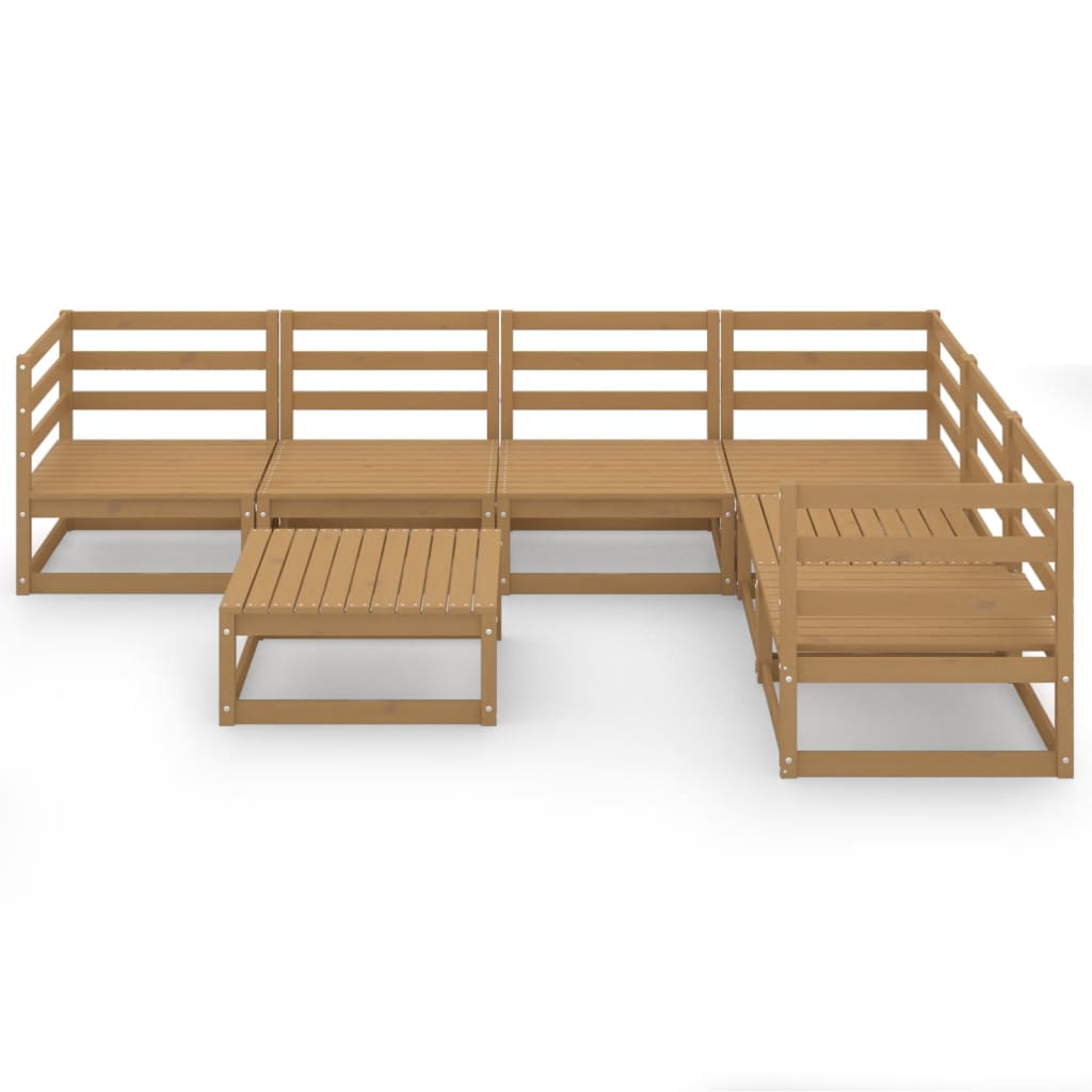Set Salotto da Giardino 7pz Marrone Ambra Legno Massello Pino