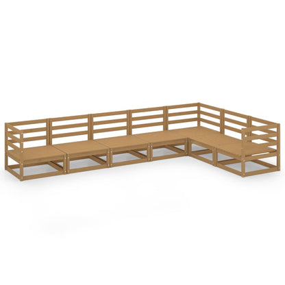 Set Salotto da Giardino 7pz Marrone Ambra Legno Massello Pino