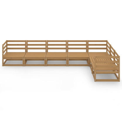 Set Salotto da Giardino 7pz Marrone Ambra Legno Massello Pino