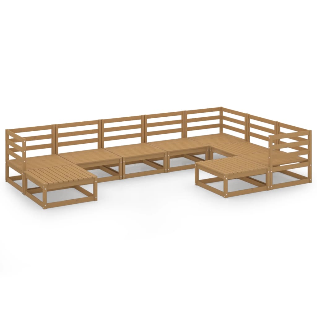 Set Salotto da Giardino 9pz Marrone Ambra Legno Massello Pino