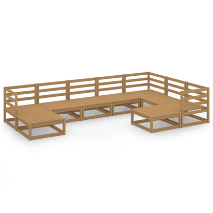 Set Salotto da Giardino 9pz Marrone Ambra Legno Massello Pino
