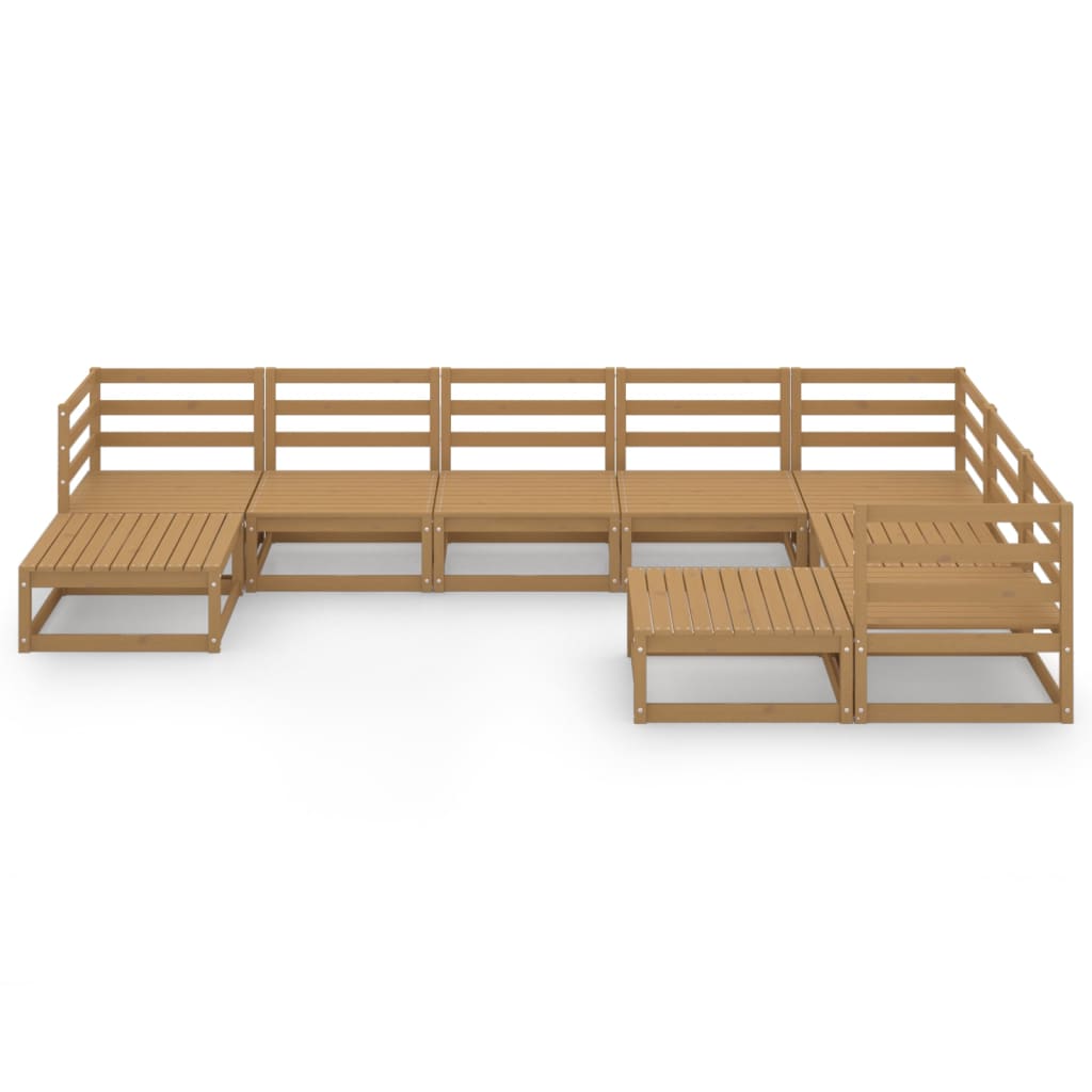 Set Salotto da Giardino 9pz Marrone Ambra Legno Massello Pino