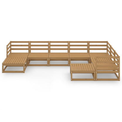 Set Salotto da Giardino 9pz Marrone Ambra Legno Massello Pino
