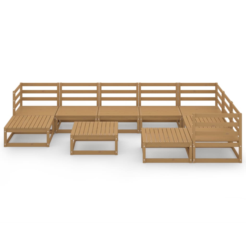 Set Salotto da Giardino 10pz Marrone Ambra Legno Massello Pino
