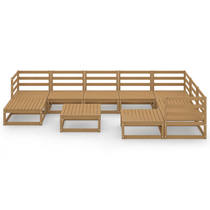 Set Salotto da Giardino 10pz Marrone Ambra Legno Massello Pino