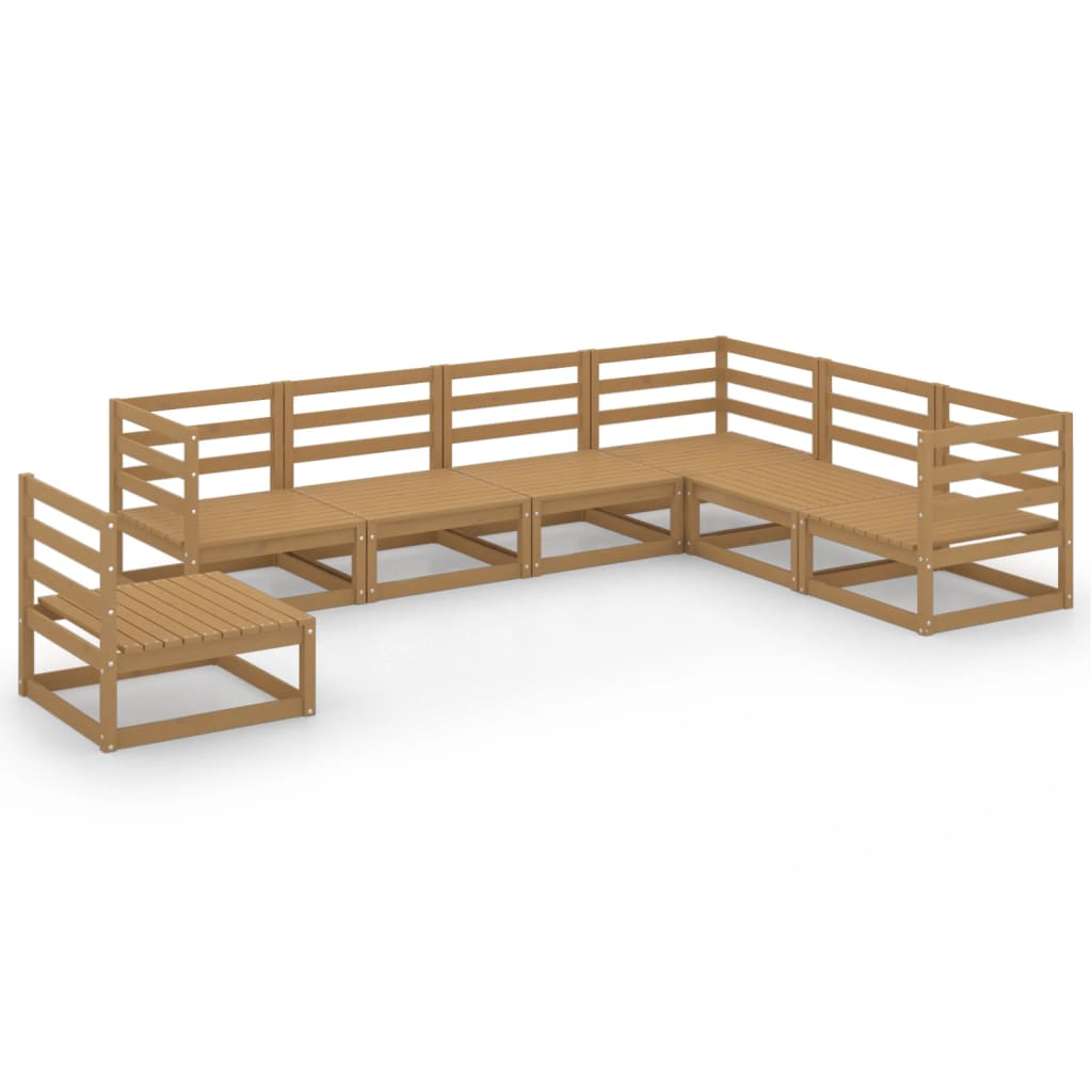 Set Salotto da Giardino 7pz Marrone Ambra Legno Massello Pino