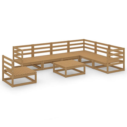 Set Salotto da Giardino 8pz Marrone Ambra Legno Massello Pino