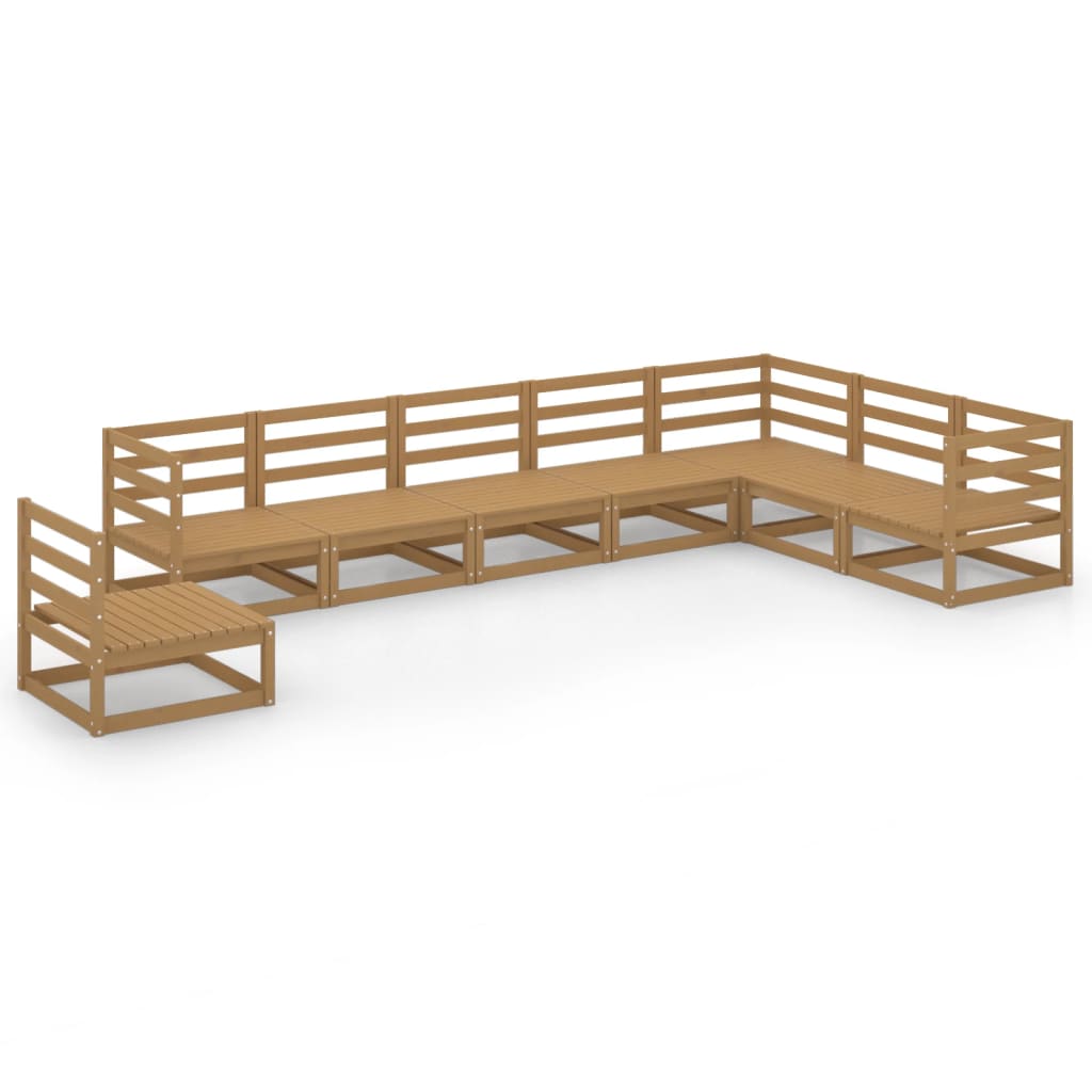 Set Salotto da Giardino 8pz Marrone Ambra Legno Massello Pino