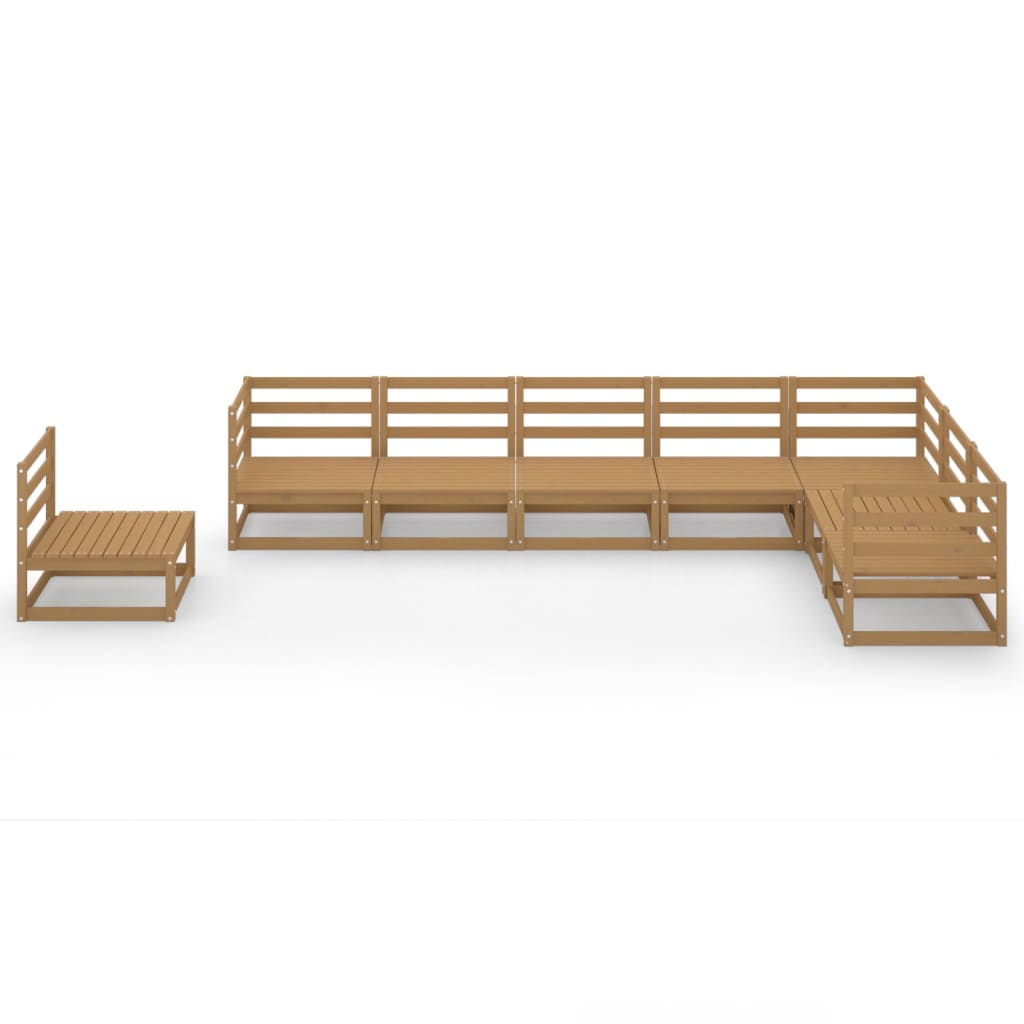 Set Salotto da Giardino 8pz Marrone Ambra Legno Massello Pino