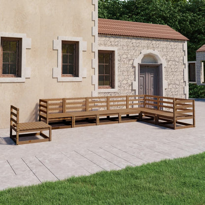 Set Salotto da Giardino 8pz Marrone Ambra Legno Massello Pino