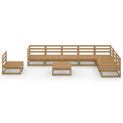 Set Divani da Giardino 9 pz Marrone Ambra Legno Massello Pino