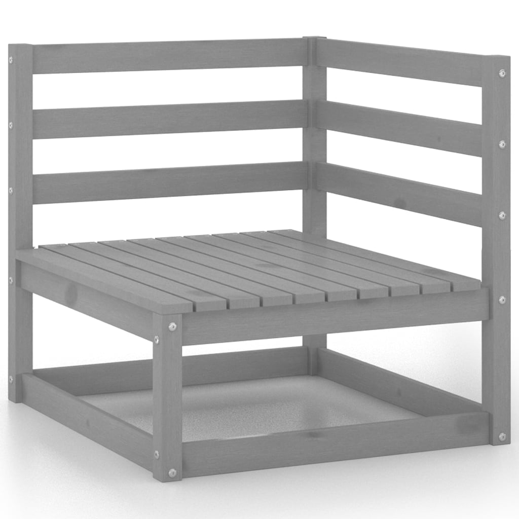 Set Divani da Giardino 9 pz Grigi in Legno Massello di Pino