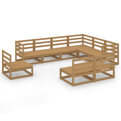 Set Salotto da Giardino 9pz Marrone Ambra Legno Massello Pino