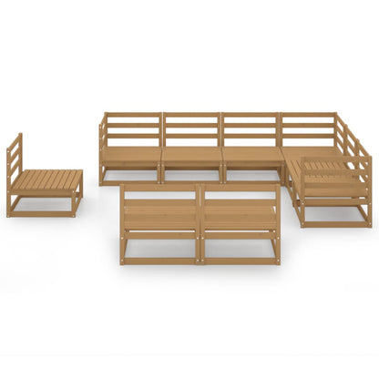 Set Salotto da Giardino 9pz Marrone Ambra Legno Massello Pino